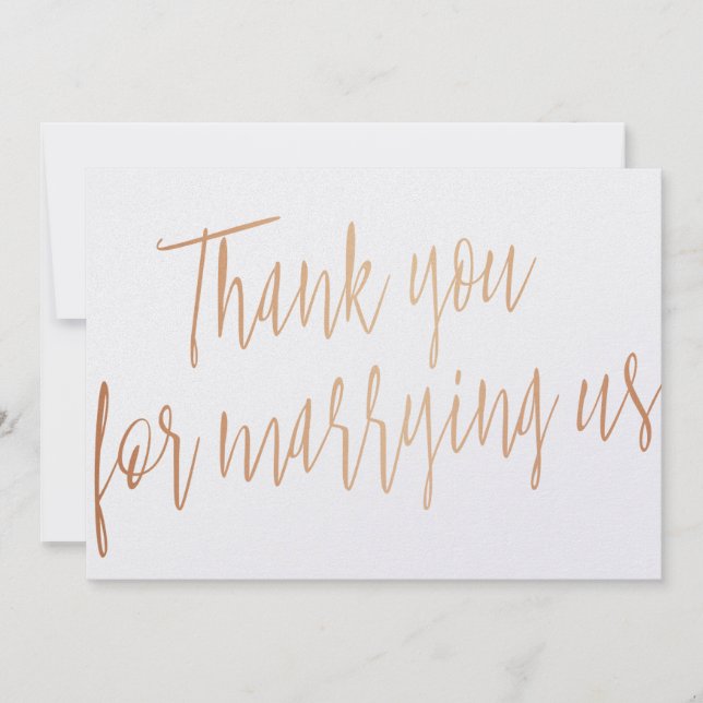 Carte De Remerciements Rose d'or "Merci pour nous marier" (Devant)