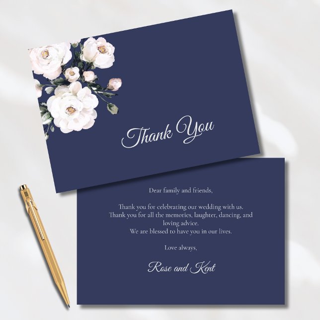 Carte De Remerciements Rose élégant | Blanc Floral violet Mariage (Créateur téléchargé)