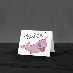 Carte De Remerciements Rose étroit   Girly Kawaii Chibi animal de dessin