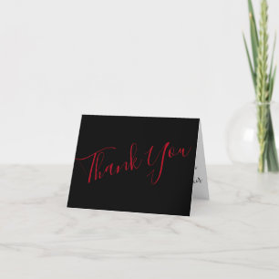 Carte De Remerciements Rose Floral Black et Red Peony Mariage