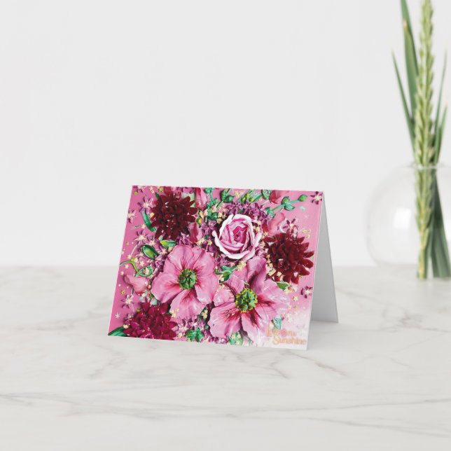 Carte de remerciements "rose floral Whimsy" (Devant)