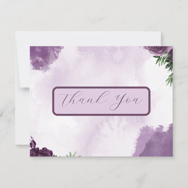Carte De Remerciements Rose foncé violet Floral gothique Mariage (Devant)