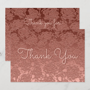 Carte De Remerciements Rose Gold Beau Script Moderne Élégant Floral