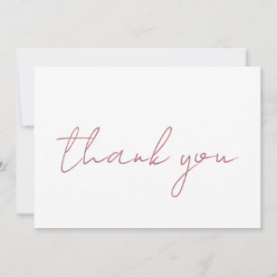 Carte De Remerciements Rose Gold Blanc Élégant Moderne Écriture Manuscrit