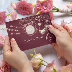 Carte De Remerciements Rose Gold et Mariage Bourgogne