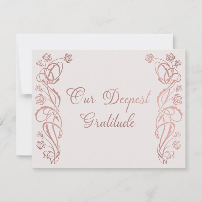 Carte De Remerciements Rose Gold Floral Fairytale Mariage (Devant)