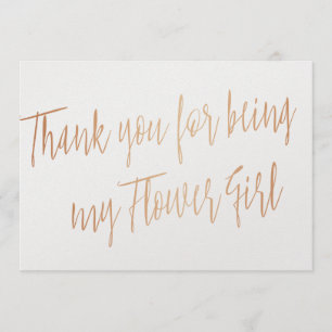 Carte De Remerciements Rose Gold "Merci pour être ma fille de fleurs"