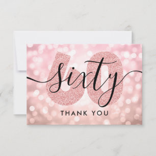 Carte De Remerciements Rose Gold Moderne Élégant Remerciement 60ème Anniv
