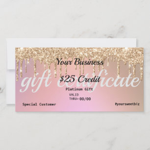 Carte De Remerciements Rose Gold Parties scintillant Dérive Ombre Certifi