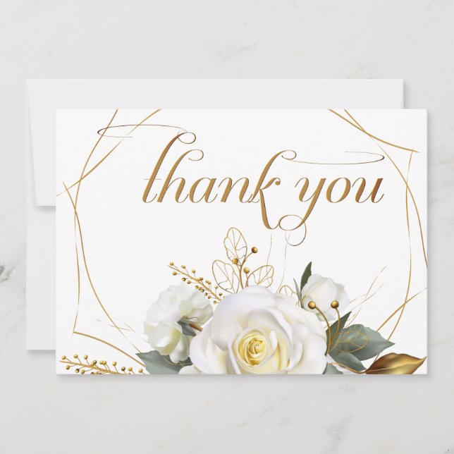 Carte De Remerciements Rose Gold Romantique Floral Mariage (Devant)