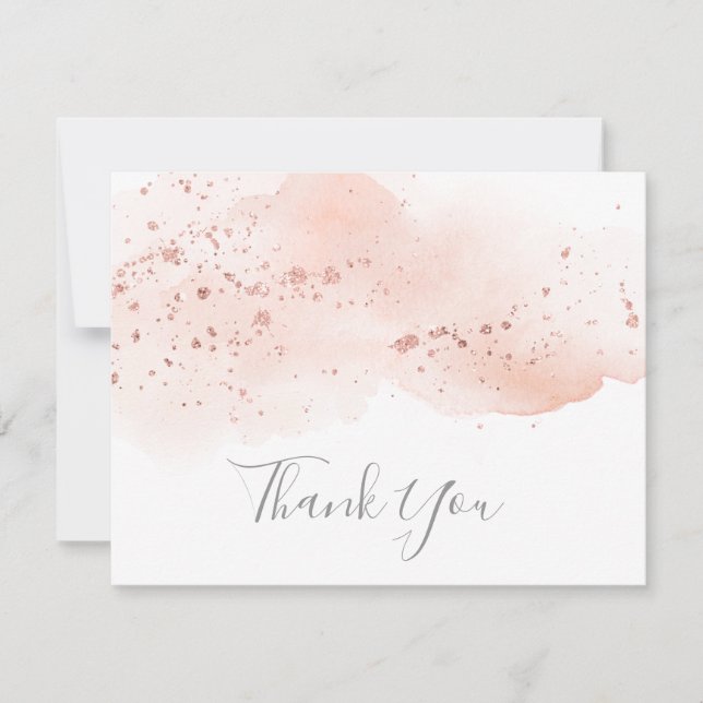 Carte de remerciements Rose Gold Watercolor (Devant)
