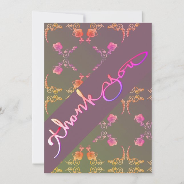 Carte De Remerciements Rose Hearts Papeterie   (Dos)