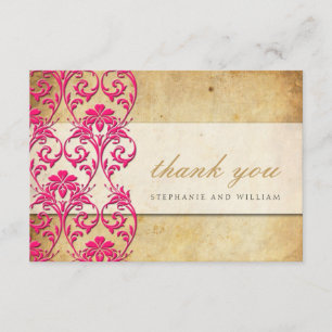 Carte de remerciements rose Mariage vintage