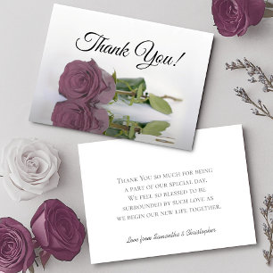Carte De Remerciements Rose Mauve Poussiéreuse Élégante Simple Mariage