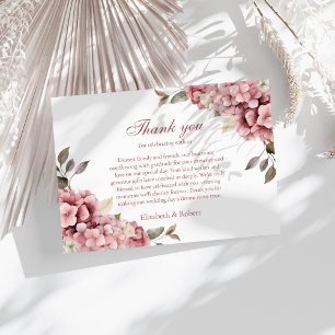 Carte De Remerciements Rose moderne Dusty Hydrangea Mariage