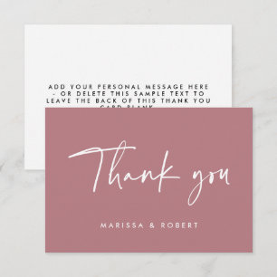 Carte De Remerciements Rose moderne rose rose manuscrit Mariage de script
