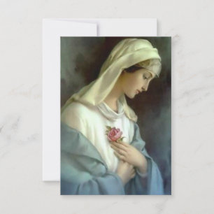 Carte De Remerciements Rose mystique Vierge Marie Mémoriare Prière Sainte