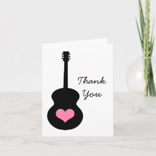 Carte de remerciements rose/noir de coeur de guita