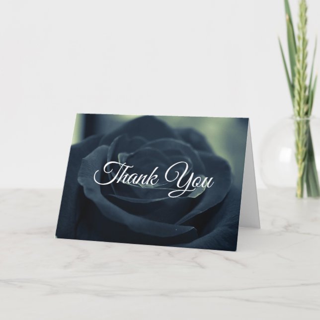 Carte De Remerciements Rose noir foncé gothique photo (Devant)