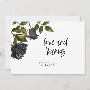 Carte De Remerciements Rose noir rustique Halloween Mariage blanc