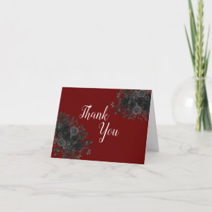 Carte De Remerciements Rose noire Fête de fin d'études gothique sombre bo