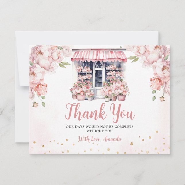 Carte De Remerciements Rose Pâle Elle Est Hors Marché Baby Shower (Devant)