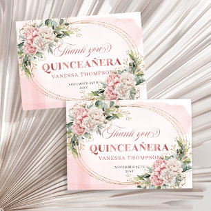 Carte De Remerciements Rose Poussiéreuse Boho Eucalyptus Floral 15e Anniv