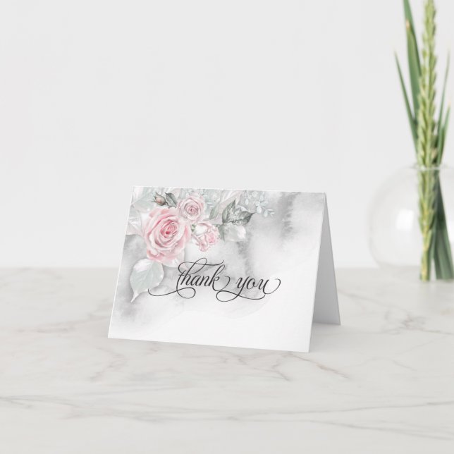 Carte De Remerciements Rose rose amoureux BarefootBride™ (Devant)