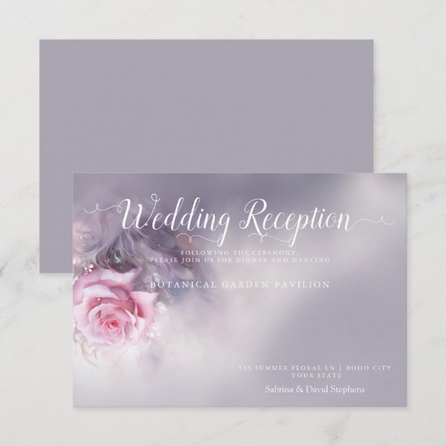 Carte De Remerciements Rose rose Dreamy - Lilac Dusty (Devant / Derrière)