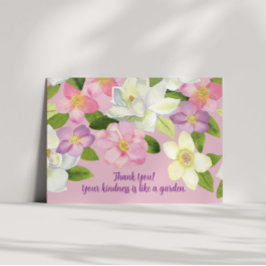 Carte De Remerciements Rose rose et blanc Aquarelle Magnolia