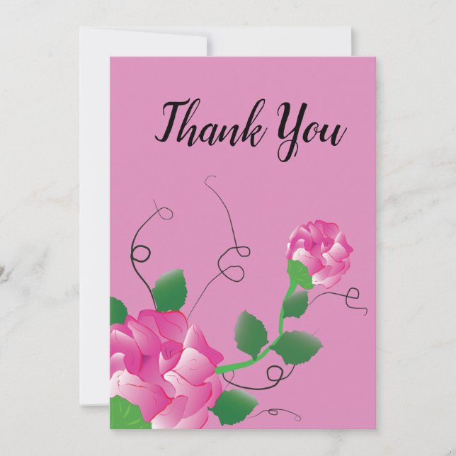 Carte de remerciements rose Rose floral (Devant)