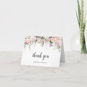 Carte De Remerciements Rose rose pâle Baby shower floral photo