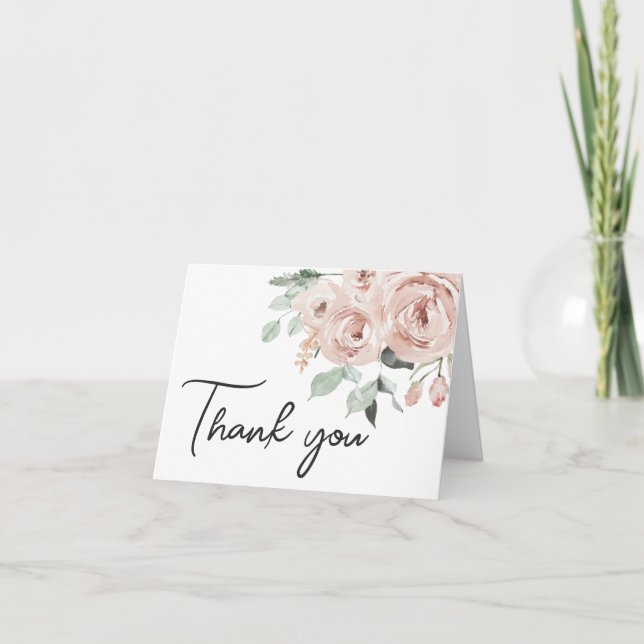 Carte De Remerciements Rose rose pâle C'est un Baby shower de fille (Devant)
