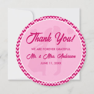 Carte De Remerciements Rose safran rayure chevron photo mariage
