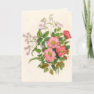 Carte De Remerciements Rose sauvage précoce, Langue de la barbe du Pentst