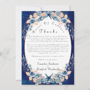 Carte De Remerciements Rose Shell Watercolor Chic Beach Mariage de la mar