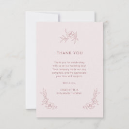 Carte de remerciements rose simple