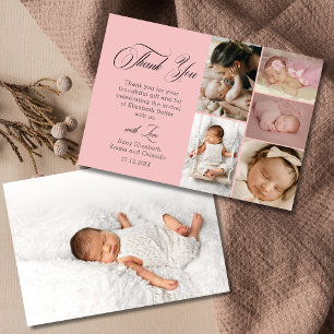 Carte De Remerciements Rose Tendre Chic Remerciement Pour Six Photos Baby