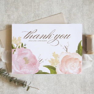 Carte De Remerciements Roses de Jardin Rose Pâle Botanique Diplômé