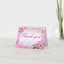 Carte de remerciements Roses Et Perles Roses Roses