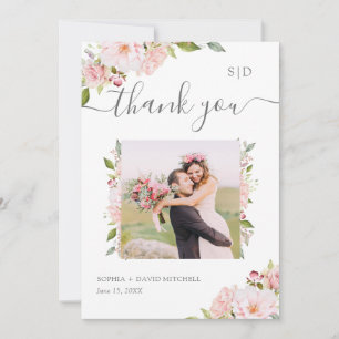 Carte De Remerciements Roses généreux   Photo Mariage rose