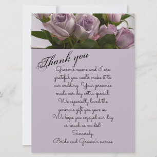 carte de remerciements "Roses mauves"