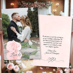 Carte De Remerciements Roses roses en miroir Élégant mariage superpositio