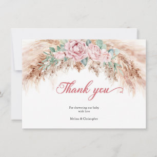 Carte De Remerciements Roses roses rose pâle pâturage baby shower vert