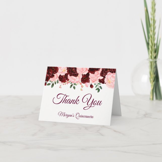 Carte De Remerciements Roses roses roses roses blanches de Bourgogne Quin (Devant)