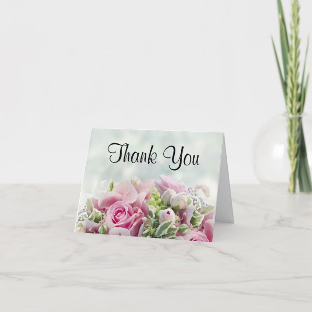 Carte De Remerciements Roses Roses Roses Roses et Boucles Peony Élégant M (Devant)