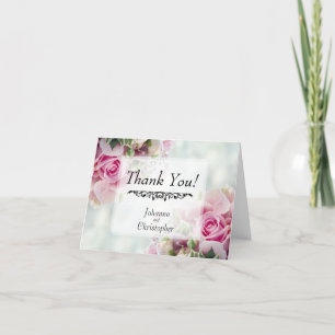 Carte De Remerciements Roses roses roses simples et élégantes sur Mariage
