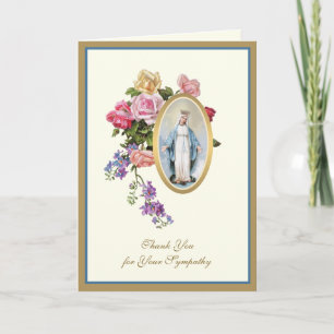 Carte De Remerciements Roses Vierge Marie Chrétien Remerciement de Condol