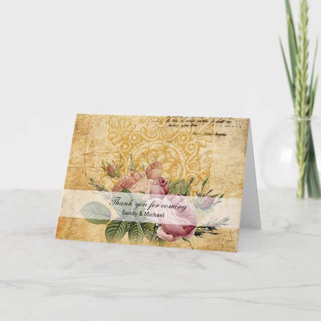 Carte De Remerciements Roses vintages (Devant)