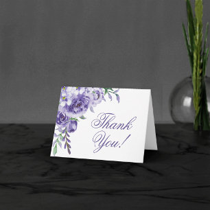 Carte De Remerciements Roses violets   Elégante aquarelle photo florale